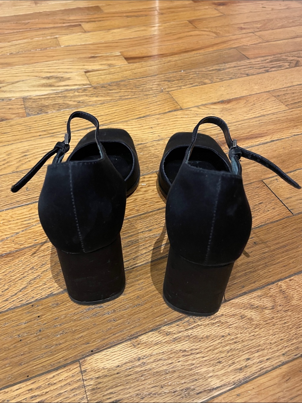 Reformation Satin Black Mary Jane Block Heels - Picture 6 of 6